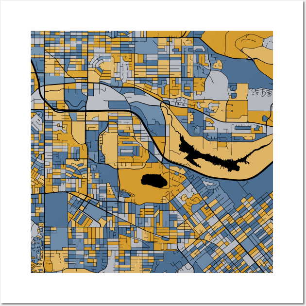 Burnaby Map Pattern in Blue & Gold Wall Art by PatternMaps